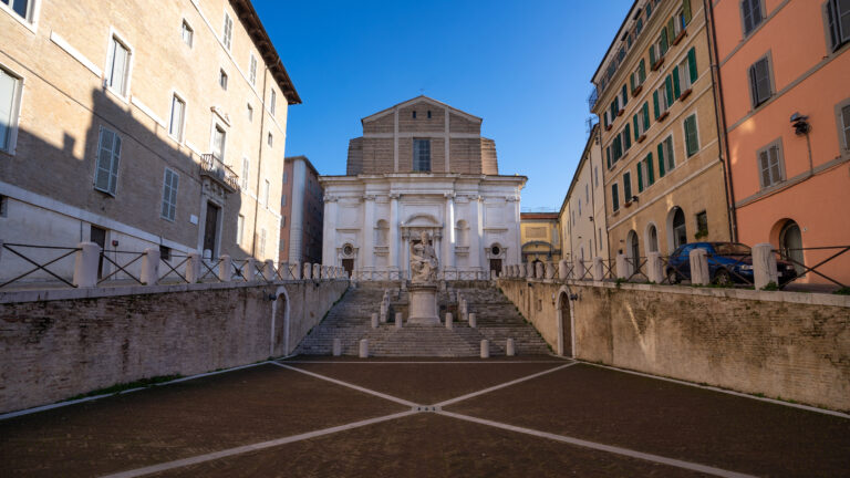 Plebiscito square (or Pope square) with San Domenico Church in Ancona. Marche Region, Italy.